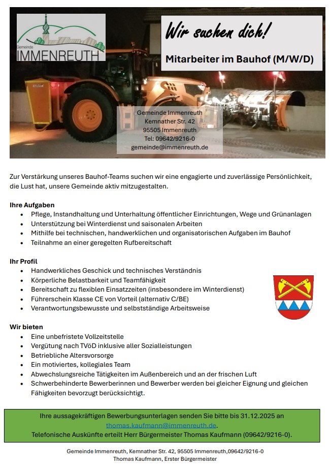 Stellenausschreibung Bauhof